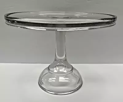 VTG Clear Glass Bakery Style Pedestal Cake Plate Stand Rim 7-1/2” X 10-1/4” W • $30