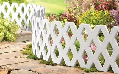 £13.99 • Buy White Pack Of 4 Solar Powered Garden Fence Border Outdoor Lawn Path Fencing Set