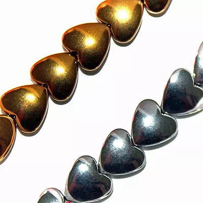 Magnetic Hematite Stone Jewelry Beads Gold Color Heart Beads 8mm Bead Strs H20 • $9.99