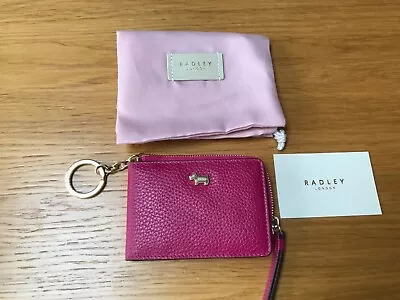 Brand New L Radley Small Leather Coin Card & Photo ID Wallet Fushia Pink & Bag • £19.99