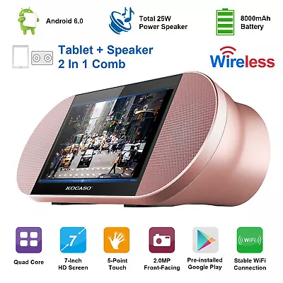 7  Touch Screen Android Tablet W/ 25W Wireless Speaker PC Quad Core Front Camera • $89.16