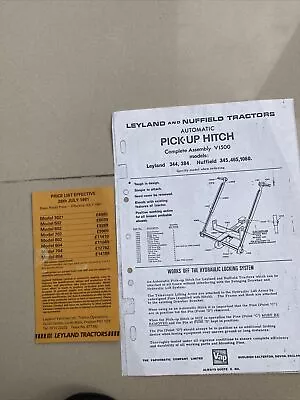 Leyland Tractor Price List 1981 & Pick Up Hitch Assembly Sheet Copy Nuffield • £9.99