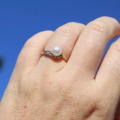 Pearl Ring 9ct White And Yellow Gold Size O1/2 Or 7.25 • $165