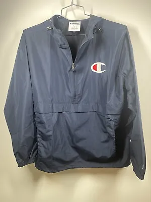 CHAMPION Men's XL Packable Half Zip Pullover Anorak Jacket Navy Blue READ • $24.99