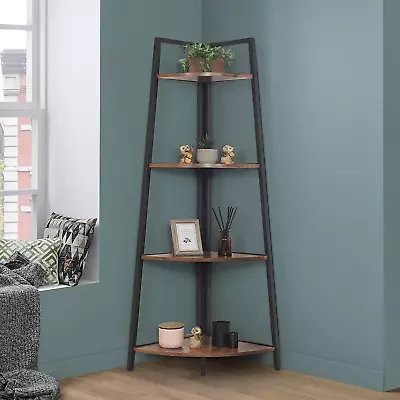 Tall Corner Shelf Stand 4-Tier Display Shelves Ladder Corner Wood Storage • $82.88