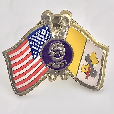 Vatican City USA Friendship Flags Pope John Paul II Vintage Pin Brooch Catholic • $8.91