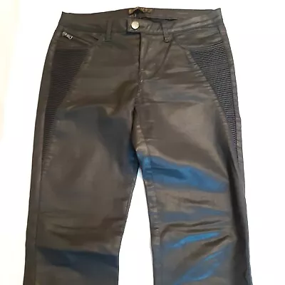 Zara Z 1975 Womens Black Wax Denim Zip Leg Slim Moto Skinny Jeans Size 4  • £21.80
