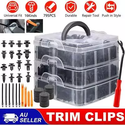 795x Plastic Fastener Car Trim Body Clips Kit Rivets Retainer Auto Panel Bumper • $19.79