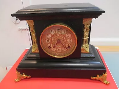 Antique--   E.N. WELCH --   Mantel Clock-- W/Bronze Ornament-- Works • $197.77