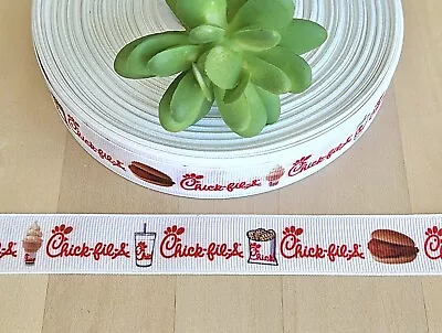 7/8 Inch (1 YD) Chick-Fil-A Grosgrain Ribbon Eat Mor Chikin Ribbon • $1.20