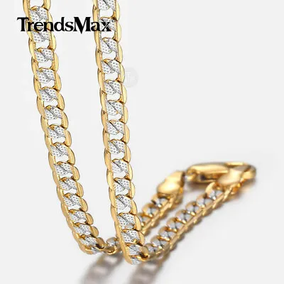 4mm 18-30  Diamond-Cut Curb Cuban Link Gold Plated Chain Necklace Men Women Gift • $8.99