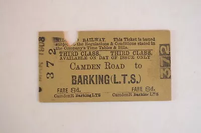 Railway Ticket Midland Camden Road To Barking (LTS) 3rd • £3