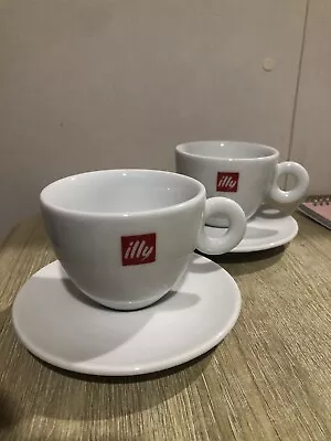 £20 • Buy Illy Espresso  Latte X2 Coffee Cups And Saucers Ceramic Heavy Cup Vgc