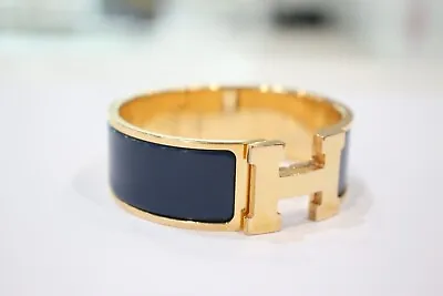 Hermes Clic Clac H Ultramarine Enamel Gold Hardware Bracelet • $310.87