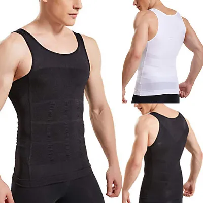 US Mens Slimming Body Shaper Vest Moobs Chest Compression Shirt Tank Top Corset • $11.39