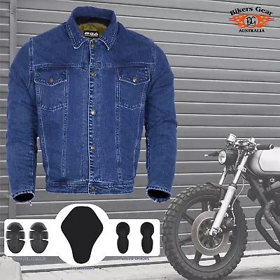 Mens Motorcycle Motorbike BLUE CE Armoured Motorcycle Denim Jacket With Kevlar® • $72.15