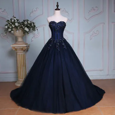 $129.99 • Buy Navy Blue Quinceanera Dress Sweet 16 Prom Evening Pageant Party Ball Gown Custom