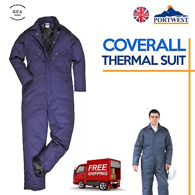 £50.95 • Buy Portwest Warm Thermal Boiler Suit Coverall Orkney Padded Lined Navy Winter S816