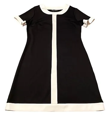 £14.99 • Buy Dorothy Perkins Black Stripe Day Smart Mod Retro A-Line Dress 8/10 60’s Style