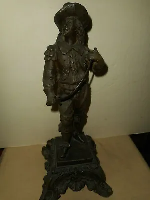 Antique Spelter Statue French Musketeer Swashbuckler Brandishing Sword 1920-1930 • $149.95