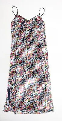 Marks And Spencer Womens Multicoloured Geometric Polyester Slip Dress Size 8 V-N • £4.25