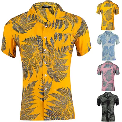 Mens Short Sleeve Floral T Shirt Cotton Shirts Beach Tops Vacation Blouse Shirts • $21.48
