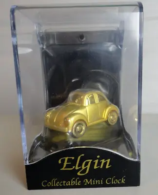 Vintage Elgin Volkswagen VW Beetle Bug Car Collectible Gold Tone Mini Desk Clock • $24.99