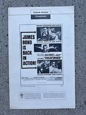 “GOLDFINGER” 1965 James Bond 007 Original Movie Pressbook 8Pg No Cuts • $49.99