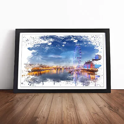 London Eye Landscape Thames River (2) V3 Wall Art Print Framed Canvas Picture • £28.95