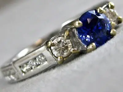 £1019.62 • Buy Estate Diamond Sapphire 14k White Gold Filigree Milgrain Engagement Ring S1305.3
