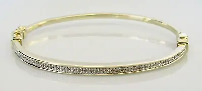 Gold Diamond Bracelet - 9ct Yellow Gold Multi Diamond Hinged Bangle Bracelet • £490