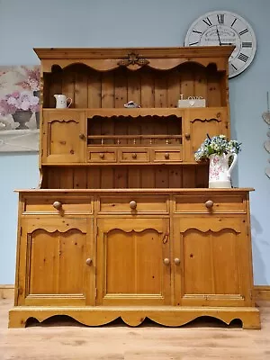 Solid Pine 5ft Farmhouse Waxed Dresser Sideboard Cabinet Storage Cupboard • £245