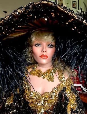 Rustie CHAMPAYNE ?  42 INCH VICTORIAN VINTAGE  Sequin Porcelain Doll With Stand • $495