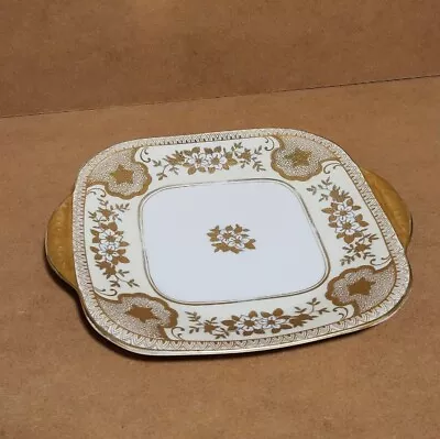 Meito China Japan Cake Sandwich Double Handled Plate Hand Painted Gilt Floral • £19.99