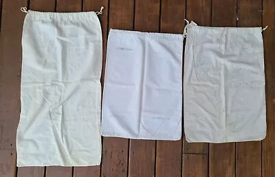 3 Vintage Military Laundry Bags WWII & Others Beige With Rope Drawstring • $59.99