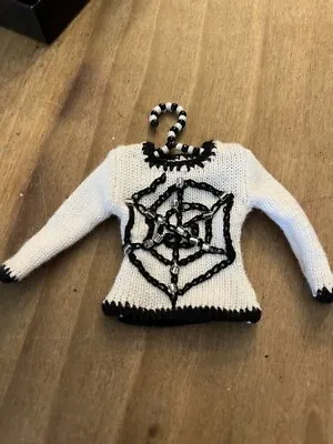 MICHAEL SIMON? Miniature Halloween Sweater Ornament White Black Spiderweb NO BOX • $34.99