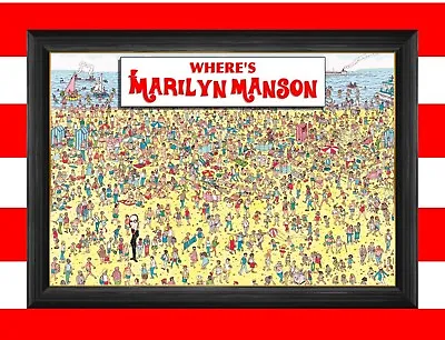 Where's Marilyn Manson Print - Where's Wally Where's Waldo Parody Art  • $17.25