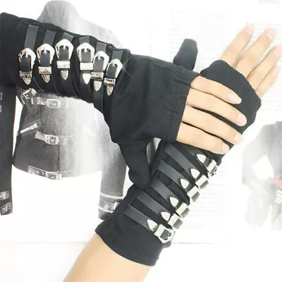 1 Pair MJ Michael Jackson BAD Tour Cosplay Punk Hand Tie Gloves Black Cotton  • $38.63