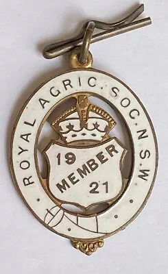 £30 • Buy Vintage 1921 White & Gold Enamel Badge Royal Agricultural Society - High Grade