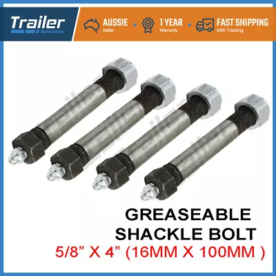 X4 Greasable Trailer Caravan Shackle Spring Bolts & Nut 5/8  X 4  Rocker Roller • $26.80