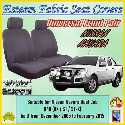 Esteem Grey Front Seat Covers Suitable For Nissan Navara D40: 12/2005 To 02/2015 • $86.98