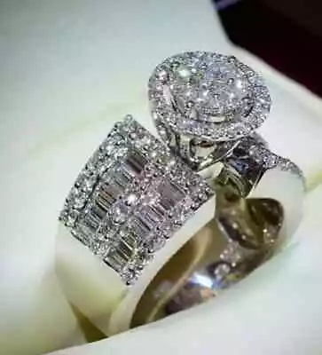 2.19Ct Round Cut Lab Created White Diamond Ring Anniversary 14KWhite Gold Plated • $159.99