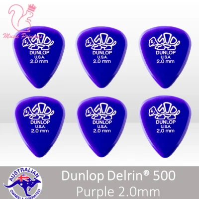 $10.19 • Buy 🔥🎸6x Genuine Jim Dunlop DELRIN 500 🟣 Purple 2.0mm Guitar Picks Plectrum Pick