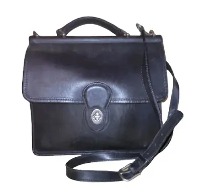 Vintage Coach Willis Black Glove Leather Crossbody Bag #9927 Top Handle Satchel • $140