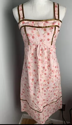 Vintage 80's Women’s Sundress Cotton Blend Handmade Pink Floral Small • $24.99
