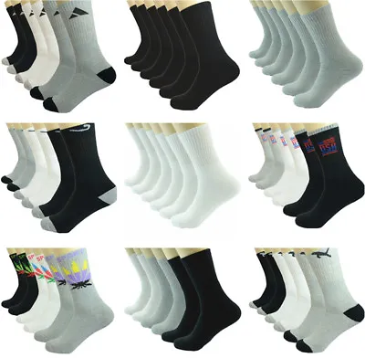 3-12 Pairs Mens Mix Sports Athletic Work Crew Cotton Casual Long Socks Size 9-13 • $6.99