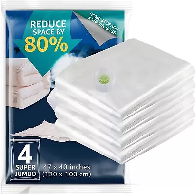 $15.69 • Buy 4 Super Jumbo Vacuum Storage Bags Space Saver Bags For Comforter, 47”x39”