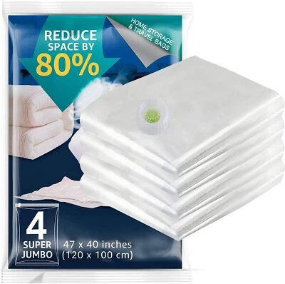 $15.69 • Buy 4 Super Jumbo Vacuum Storage Bags Space Saver Bags For Comforter, 47”x39”