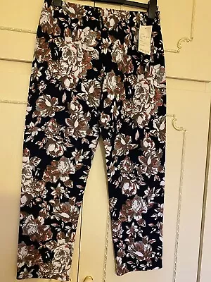 Saloos Flower Print Stretchy Trousers Size 14 Leg 27” (new With Tags) • £3.60