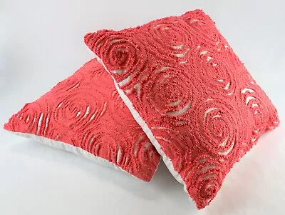 2 Pack Coral Throw Pillows Abstract Swirls Cozy Material By Pillowfort 18 X18  • $14.99